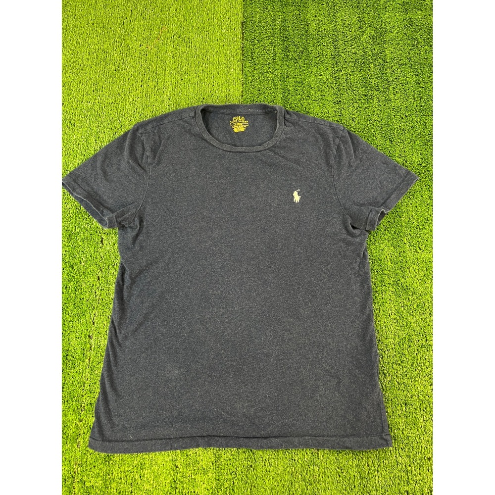 Polo Ralph Lauren Mens Custom Slim Fit T-Shirt  Heather Blue Pony Logo‎ Medium